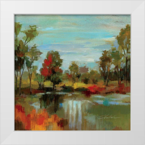 Hidden Pond Hues I White Modern Wood Framed Art Print by Vassileva, Silvia