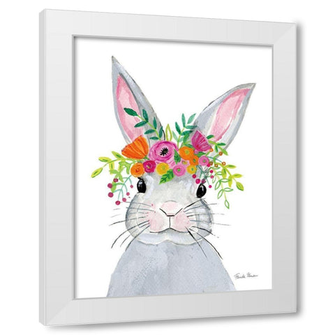 Sweet Rabbit White Modern Wood Framed Art Print by Zaman, Farida