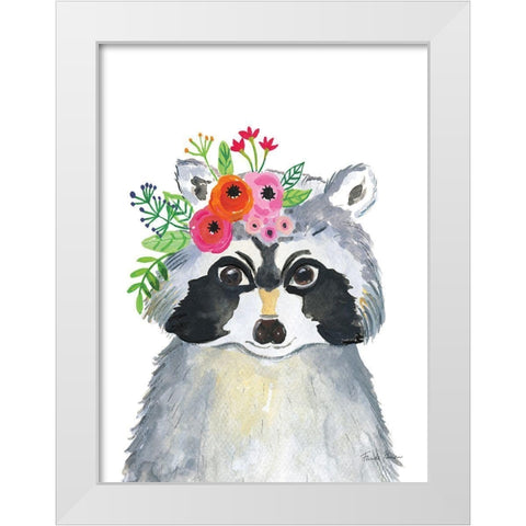 Sweet Raccoon White Modern Wood Framed Art Print by Zaman, Farida
