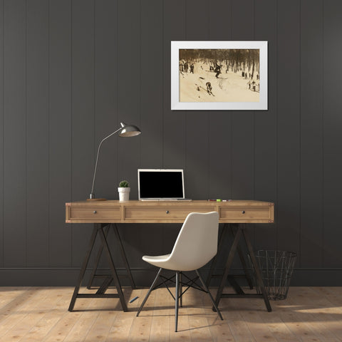 Skiing I White Modern Wood Framed Art Print by Wild Apple Portfolio