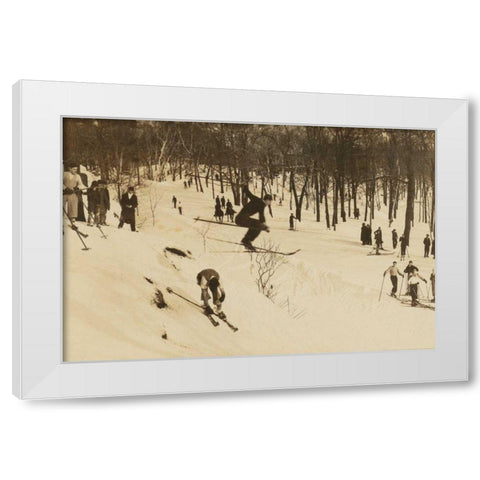 Skiing I White Modern Wood Framed Art Print by Wild Apple Portfolio