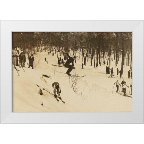 Skiing I White Modern Wood Framed Art Print by Wild Apple Portfolio