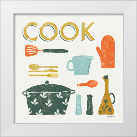Retro Kitchen III White Modern Wood Framed Art Print by Thorns, Becky