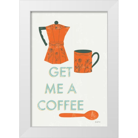 Retro Kitchen Coffee I White Modern Wood Framed Art Print by Thorns, Becky