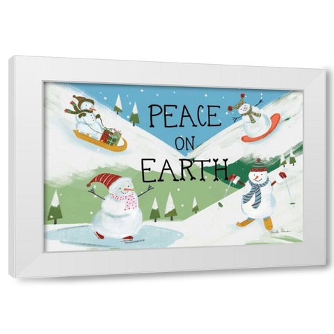 Snowman Snowday I White Modern Wood Framed Art Print by Zaman, Farida