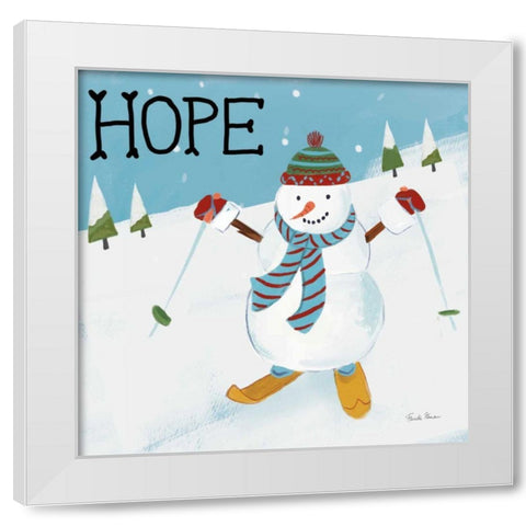 Snowman Snowday V White Modern Wood Framed Art Print by Zaman, Farida