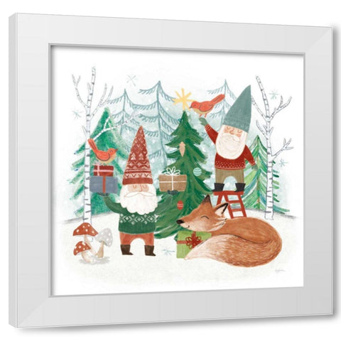 Woodland Gnomes I White Modern Wood Framed Art Print by Urban, Mary