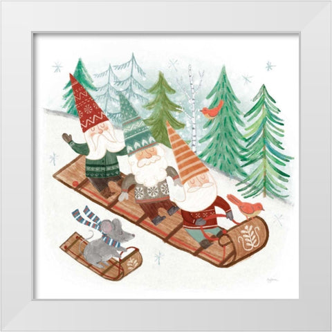 Woodland Gnomes III White Modern Wood Framed Art Print by Urban, Mary