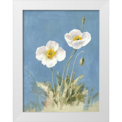 White Poppies I No Butterfly White Modern Wood Framed Art Print by Nai, Danhui