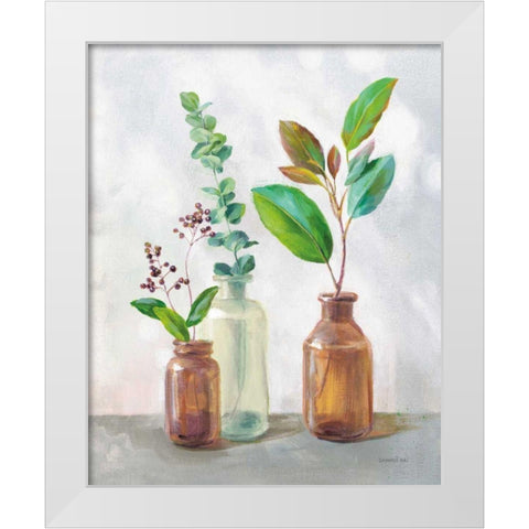 Natural Riches III Clear Vase White Modern Wood Framed Art Print by Nai, Danhui