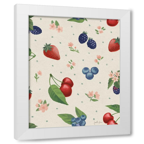 Berry Breeze Pattern IA White Modern Wood Framed Art Print by Penner, Janelle