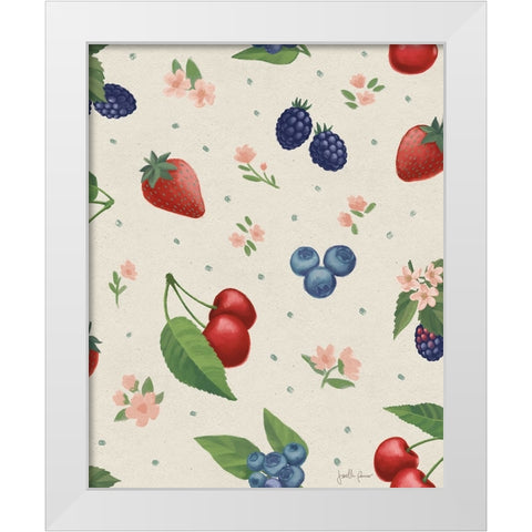 Berry Breeze Pattern IA White Modern Wood Framed Art Print by Penner, Janelle