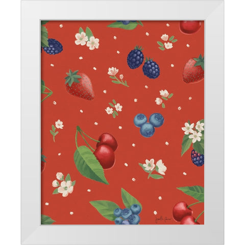 Berry Breeze Pattern IB White Modern Wood Framed Art Print by Penner, Janelle