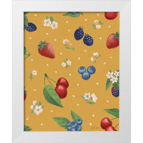 Berry Breeze Pattern IC White Modern Wood Framed Art Print by Penner, Janelle
