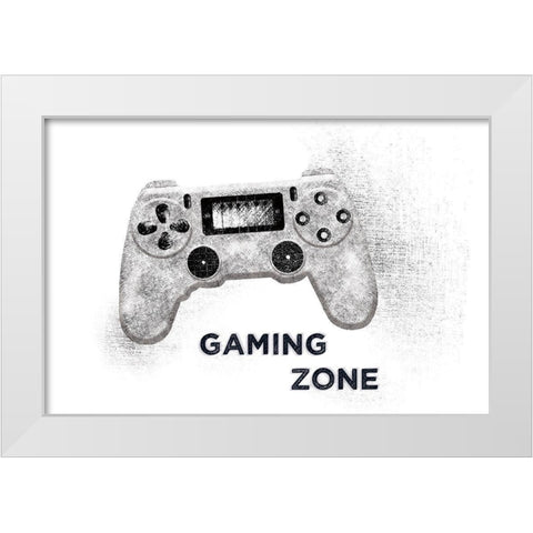 Garage Gaming Zone White Modern Wood Framed Art Print by Wild Apple Portfolio