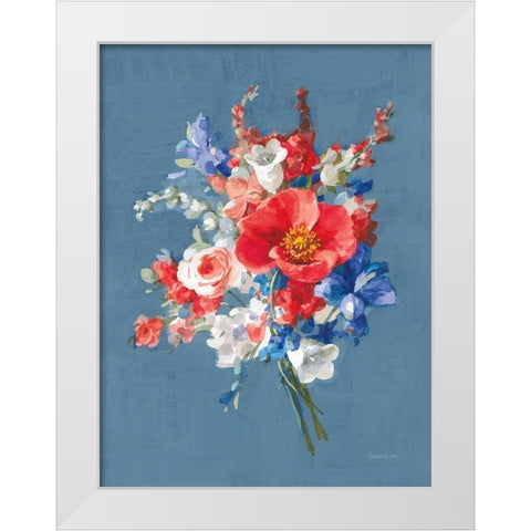 July Bouquet White Modern Wood Framed Art Print by Nai, Danhui