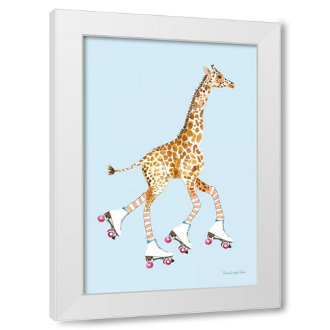 Giraffe Joy Ride II White Modern Wood Framed Art Print by Charro, Mercedes Lopez