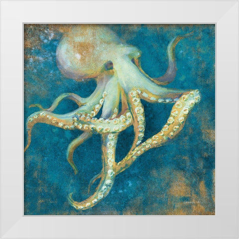 Ocean Octopus White Modern Wood Framed Art Print by Nai, Danhui