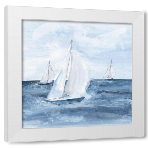 Sailboats V White Modern Wood Framed Art Print by Paschke, Chris