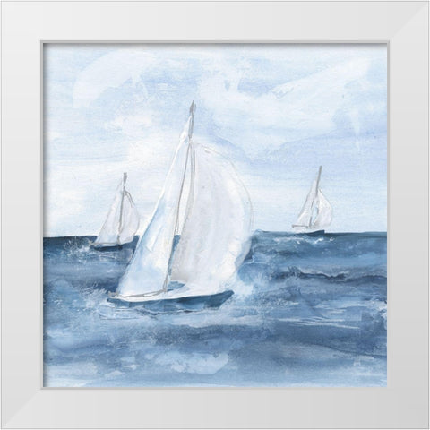 Sailboats V White Modern Wood Framed Art Print by Paschke, Chris