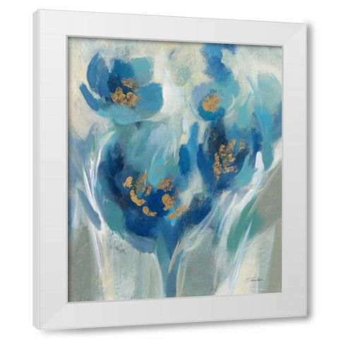 Blue Fairy Tale Floral II White Modern Wood Framed Art Print by Vassileva, Silvia