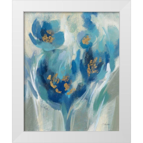 Blue Fairy Tale Floral II White Modern Wood Framed Art Print by Vassileva, Silvia