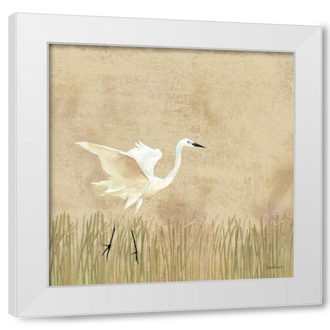 Egret Alighting I Neutral White Modern Wood Framed Art Print by Lovell, Kathrine