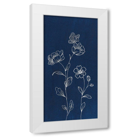 Blue Butterfly Garden I White Modern Wood Framed Art Print by Nai, Danhui