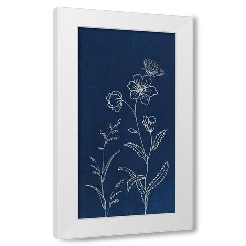 Blue Butterfly Garden II White Modern Wood Framed Art Print by Nai, Danhui