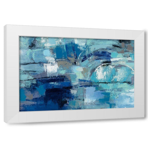 Blue Ultramarine Waves White Modern Wood Framed Art Print by Vassileva, Silvia