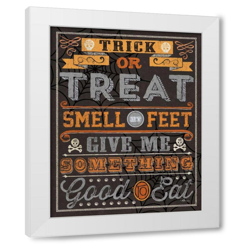 Halloween Talk I Orange White Modern Wood Framed Art Print by Pela Studio