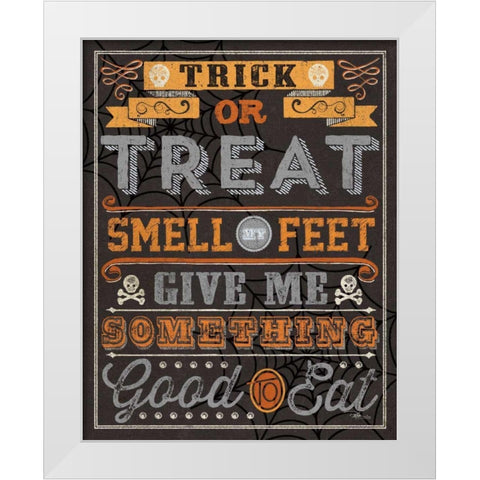 Halloween Talk I Orange White Modern Wood Framed Art Print by Pela Studio