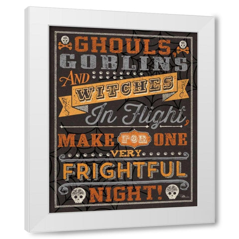 Halloween Talk II Orange White Modern Wood Framed Art Print by Pela Studio