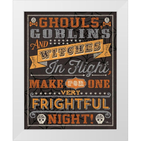 Halloween Talk II Orange White Modern Wood Framed Art Print by Pela Studio