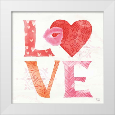 Love Always III White Modern Wood Framed Art Print by June, Dina