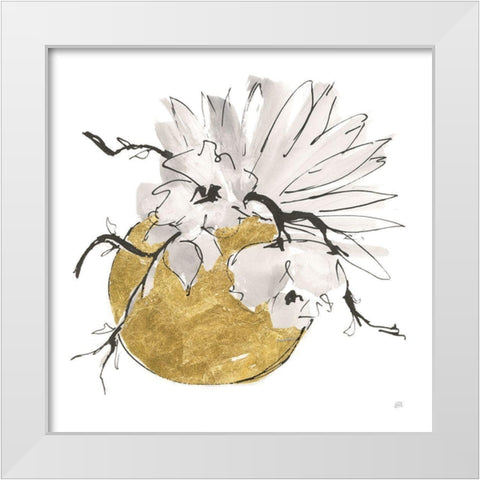 Delicate Gilded Vase I White Modern Wood Framed Art Print by Paschke, Chris