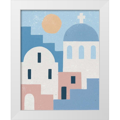 Santorini Summer I White Modern Wood Framed Art Print by Hershey, Moira