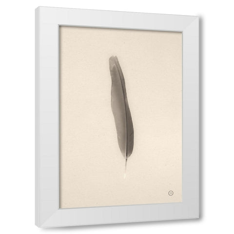 Floating Feathers II Sepia White Modern Wood Framed Art Print by Larson, Nathan