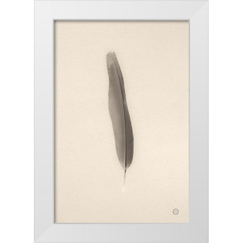 Floating Feathers II Sepia White Modern Wood Framed Art Print by Larson, Nathan
