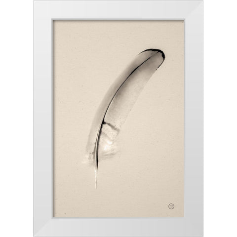 Floating Feathers III Sepia White Modern Wood Framed Art Print by Larson, Nathan