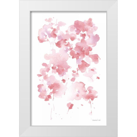 Cascading Petals I Pink White Modern Wood Framed Art Print by Nai, Danhui
