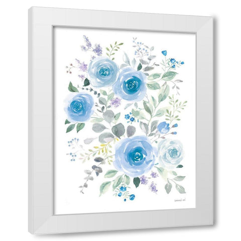Lush Roses I Blue White Modern Wood Framed Art Print by Nai, Danhui