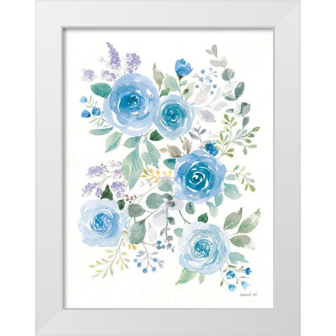 Lush Roses II Blue White Modern Wood Framed Art Print by Nai, Danhui