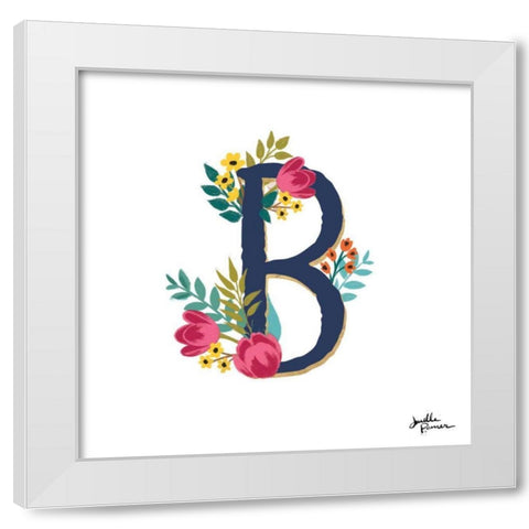 Romantic Luxe B Navy White Modern Wood Framed Art Print by Penner, Janelle