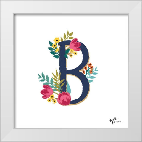 Romantic Luxe B Navy White Modern Wood Framed Art Print by Penner, Janelle