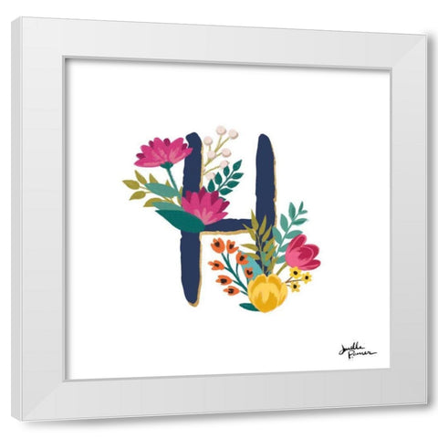 Romantic Luxe H Navy White Modern Wood Framed Art Print by Penner, Janelle