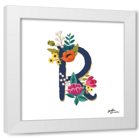 Romantic Luxe R Navy White Modern Wood Framed Art Print by Penner, Janelle