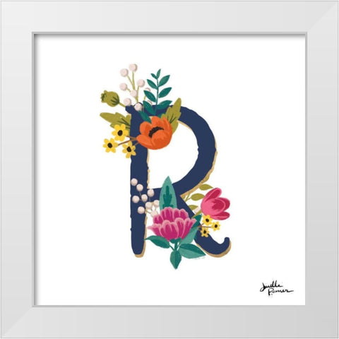 Romantic Luxe R Navy White Modern Wood Framed Art Print by Penner, Janelle