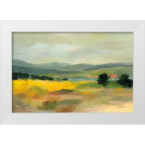 Sunflower Field White Modern Wood Framed Art Print by Vassileva, Silvia