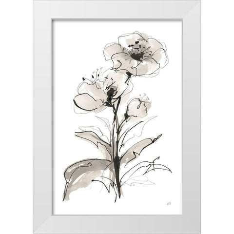 Poppy I White Modern Wood Framed Art Print by Paschke, Chris